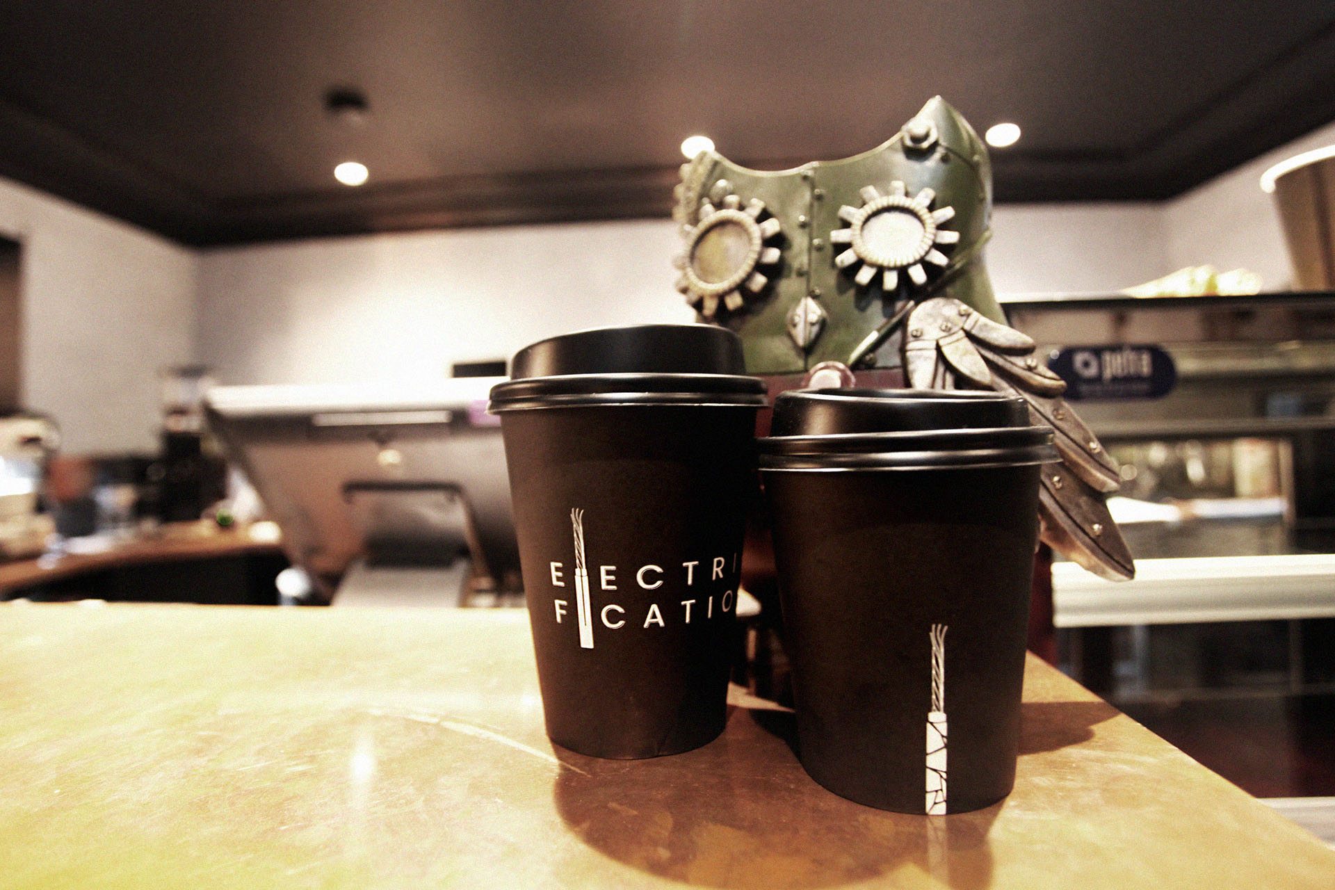 Electrification Cafe coffee cups